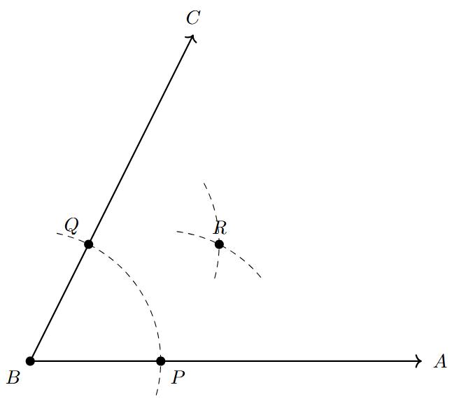 Drawing arc from Q intersecting arc from P